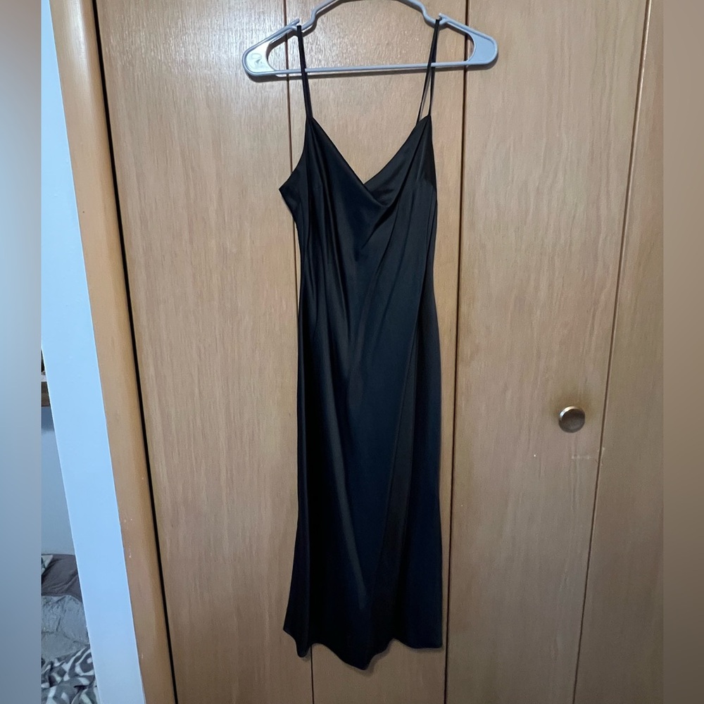 Express Black Midi Dress with Spaghetti Straps